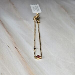 NWT Kendra Scott 18k Gold Vermeil Maisie Delicate Chain Bracelet Red Garnet
